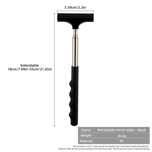 Rearview Mirror Wiper with Extendable Long Handle, Retractable Rearview Mirror Wiper, Perfect for Water Mist and Snow Cleaning, Portable Glass Cleaning Tool