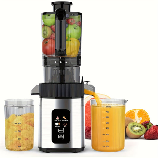 Cold Press Juicer, Large Feed Chute Juice High Juice Yield with Slow Masticating Juicer for Whole Vegetables & Fruits, Easy Assemble & Cleaning