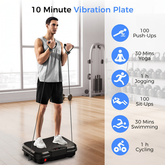 Vibration Plate Exercise Machine Mini Vibrating Plates for Lymphatic Drainage, 400Lbs Capacity Full Body Power Shake Workout Platform for Home Cardio Fitness