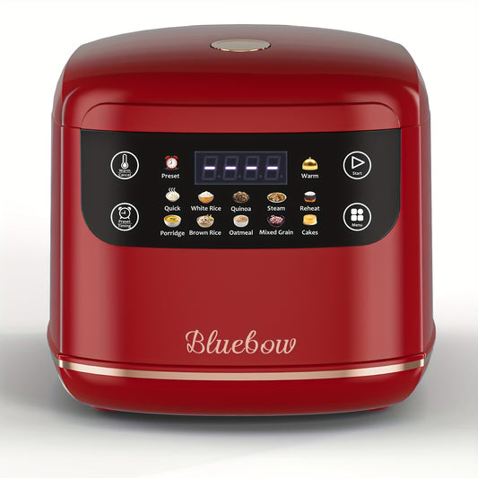 2L Mini Digital Rice Cooker, 10-In-1 Portable Multi Function Rice Cooker, Auto Presets, Non Stick Inner Pot, Touchscreen, Delay & Keep Warm, Red