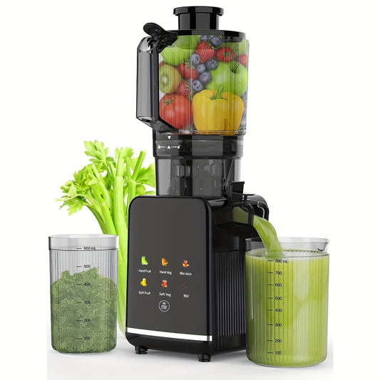 Cold Press Juicer, Large Feed Chute Juice High Juice Yield with Slow Masticating Juicer for Whole Vegetables & Fruits, Easy Assemble & Cleaning